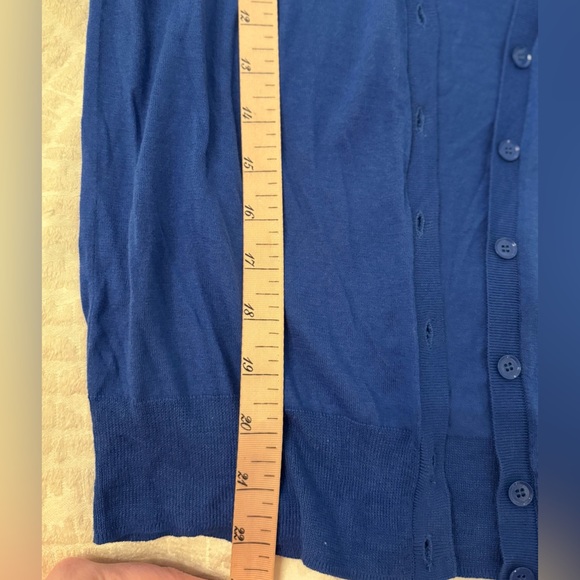 J Crew Colorblock Cardigan Sweater - Blue and Green 100%cotton lightweight - Picture 8 of 8